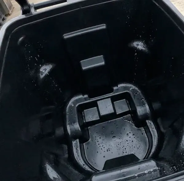 Fresh and hygienic curbside trash bin ready for use after mobile cleaning